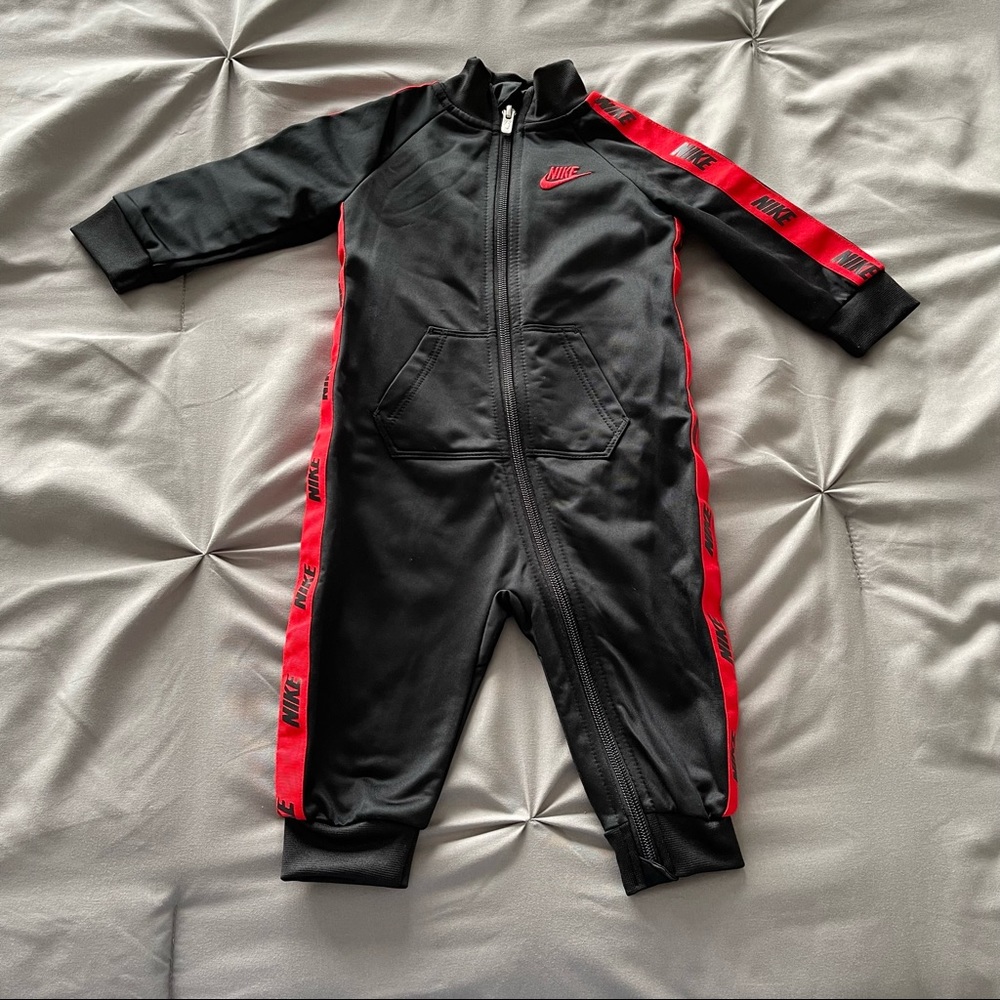 Nike athletic onesie size 9 months black and red